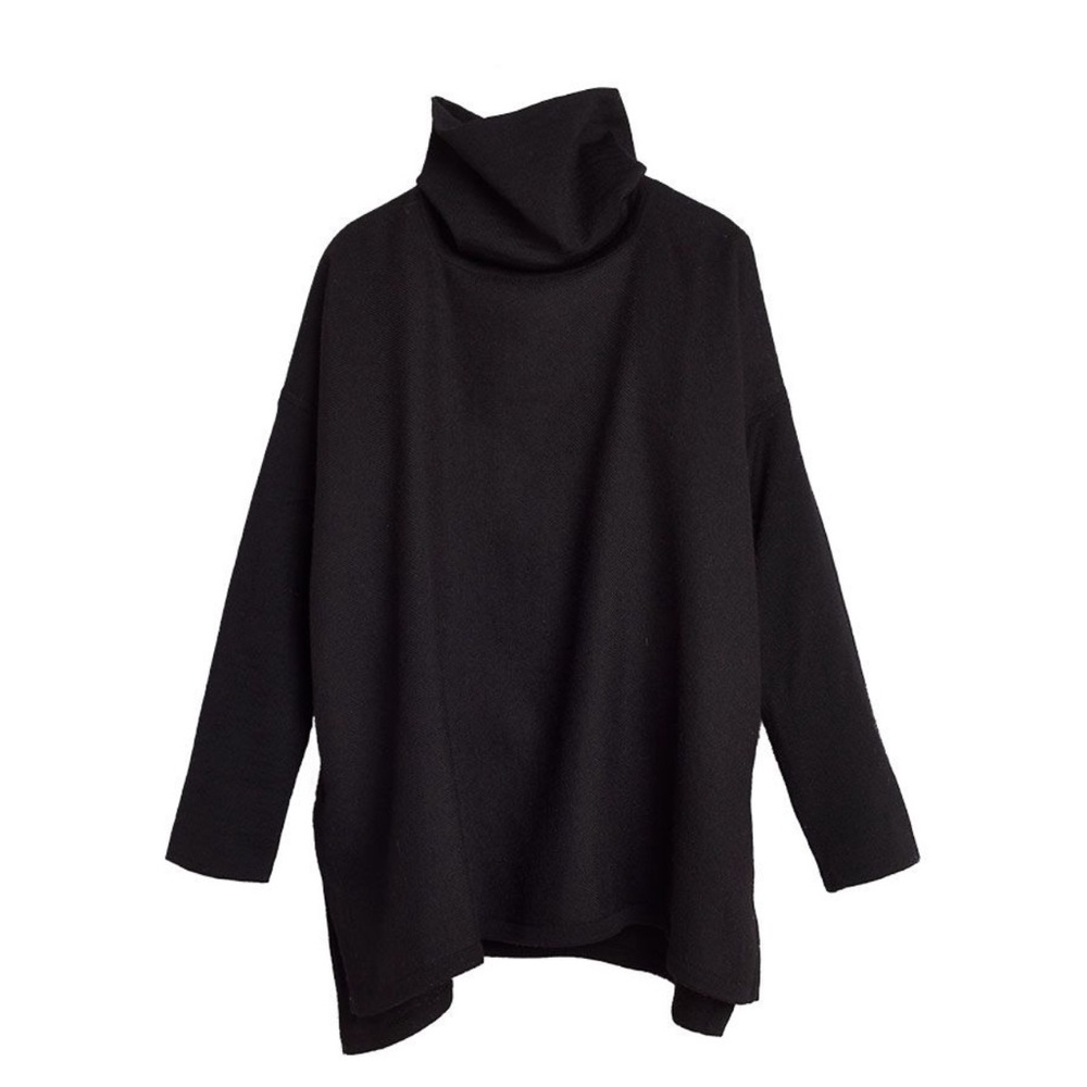 Cuyana Baby Alpaca Oversized Turtleneck, Black, size M/L